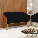 Ver imagem 1 de Sofá 2 Lugares Namoradeira Industrial Dourado Stella Noz/linho Preto D03 - D’Rossi
