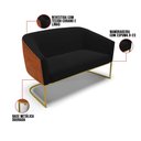 Ver imagem 6 de Sofá 2 Lugares Namoradeira Industrial Dourado Stella Noz/linho Preto D03 - D’Rossi