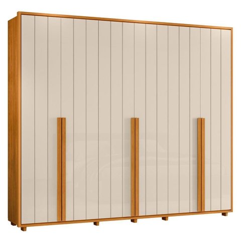 Guarda Roupa Casal Volpi Ripado 6 Portas Cinamomo/off White - Madetec