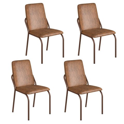 Kit 4 Cadeiras para Sala de Jantar Malibu Marrom
