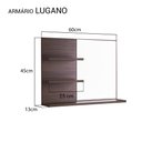 Ver imagem 3 de Armário Para Banheiro Lugano Nogal 60 x 45cm