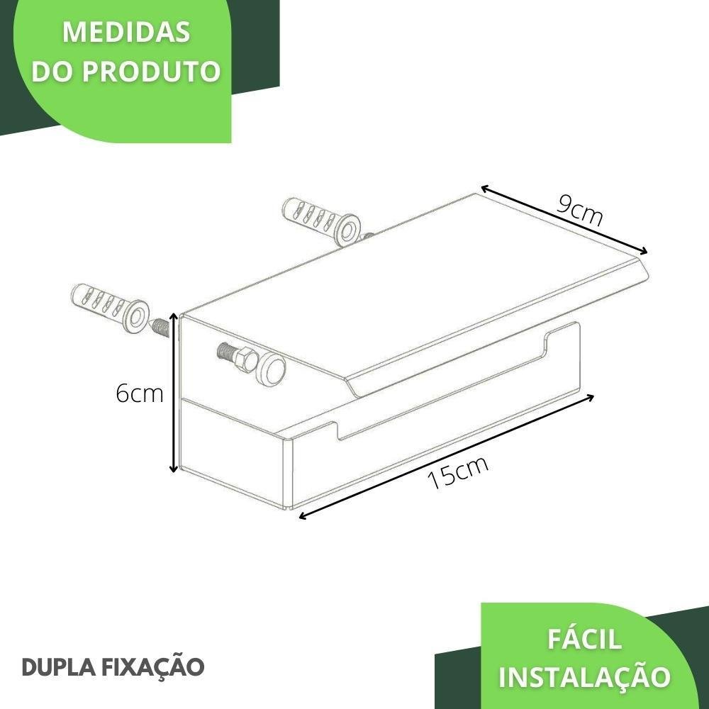 Porta Papel Higienico com Suporte para Celular Preto Elg - 5