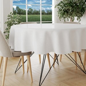 Toalha Mesa Plástica Térmica Linho Branco 4 lugares Redonda