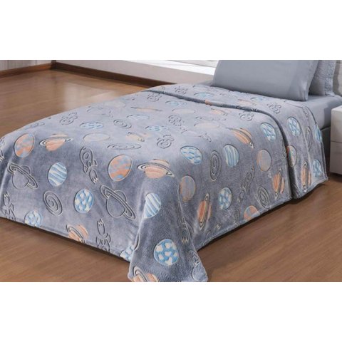 Manta Flannel Infantil Shine 1,50x2,20 Andreza - Planeta Azul