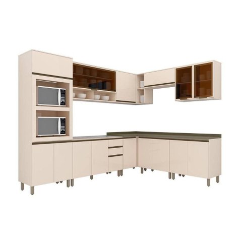Cozinha Modulada Connect 13 Peças 4aéreos+4balcões+ 1 Paneleiro +4complementos C6p05 Duna