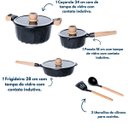 Ver imagem 2 de Jogo de Panelas com Revestimento Antiaderente Mármore Cerâmico 8 Peças Preto