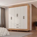 Ver mais imagens de Guarda-roupa Casal 6 Portas 2 Gavetas e 5 Prateleira Lisa Mdp Nature/off White