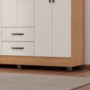 Ver imagem 7 de Guarda-roupa Casal 6 Portas 2 Gavetas e 5 Prateleira Lisa Mdp Nature/off White