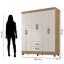 Ver imagem 5 de Guarda-roupa Casal 6 Portas 2 Gavetas e 5 Prateleira Lisa Mdp Nature/off White