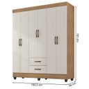 Ver imagem 3 de Guarda-roupa Casal 6 Portas 2 Gavetas e 5 Prateleira Lisa Mdp Nature/off White
