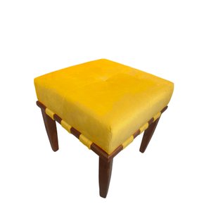 Banqueta Puff Quadrado Amarelo Pé Palito
