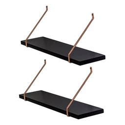 2 Prateleira Mdf Preta Laqueada 70cm Suporte Ferro Decoração - 6