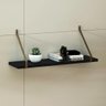 2 Prateleira Mdf Preta Laqueada 70cm Suporte Ferro Decoração - 3