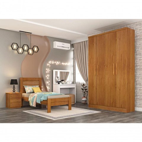 Guarda Roupa Solteiro 4 Portas 2 Gavetas Amsterdam-cinamomo Tcil Móveis
