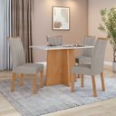 Ver imagem 1 de Conjunto Mesa de Jantar Celebrare 1,20 C/ Vidro e 4 Cadeiras Apogeu Tecido Veludo Liso Capuccino