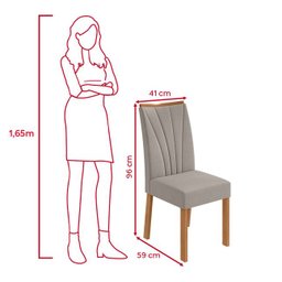 Conjunto Mesa de Jantar Celebrare 1,20 C/ Vidro e 4 Cadeiras Apogeu Tecido Veludo Liso Capuccino - 6