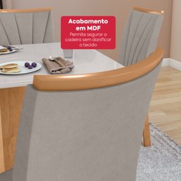 Conjunto Mesa de Jantar Celebrare 1,20 C/ Vidro e 4 Cadeiras Apogeu Tecido Veludo Liso Capuccino - 10