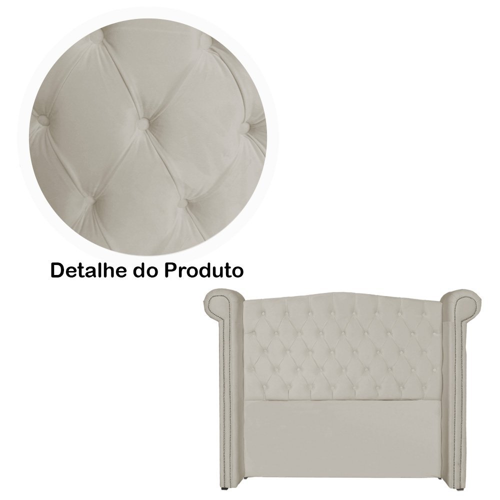 Conjunto Sienna Cabeceira e Recamier Queen 160 Cm Suede Bege - LM DECOR - 3