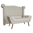 Ver imagem 1 de Conjunto Sienna Cabeceira e Recamier Queen 160 Cm Suede Bege - LM DECOR