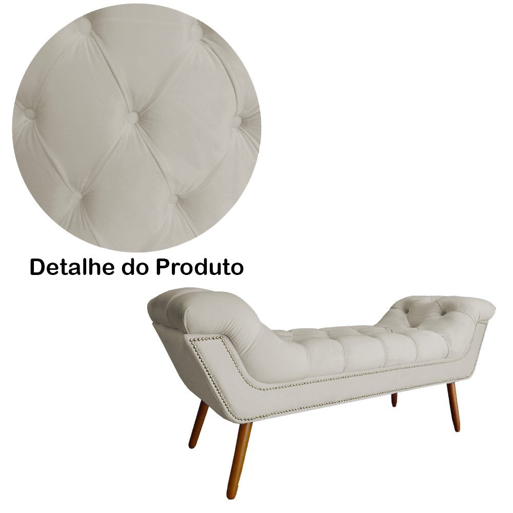 Conjunto Sienna Cabeceira e Recamier Queen 160 Cm Suede Bege - LM DECOR - 5