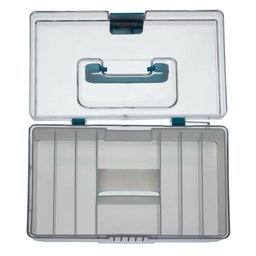 Maleta Organizadora Crippa para Maquiagem Acessórios Medicamentos Transparente e Azul Turquesa - 3