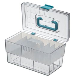 Maleta Organizadora Crippa para Maquiagem Acessórios Medicamentos Transparente e Azul Turquesa - 2