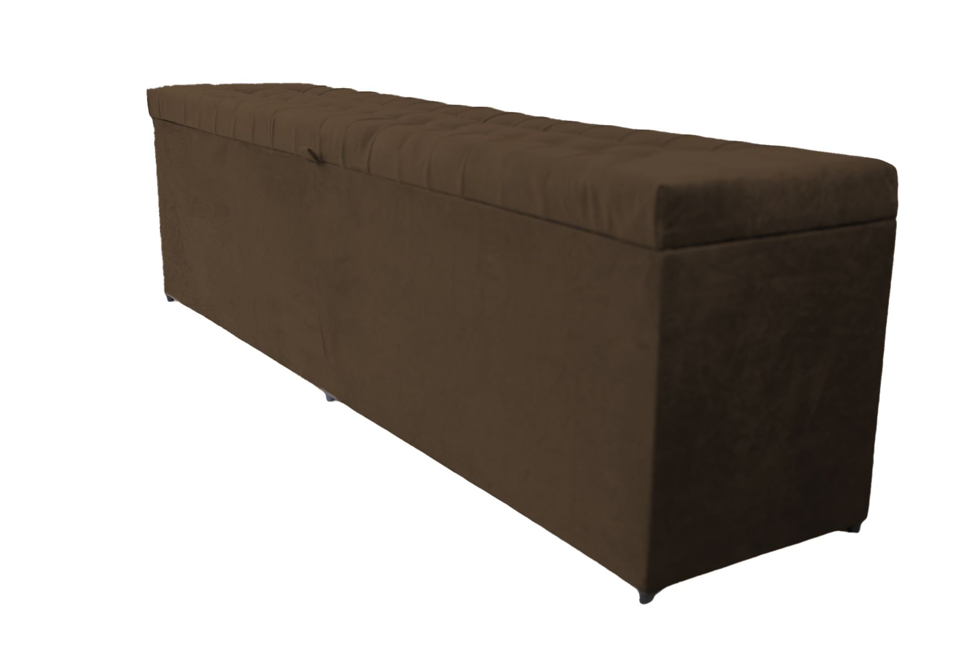 Recamier Estofado Beira de Cama Puff Baú 1,36 Cm Marrom