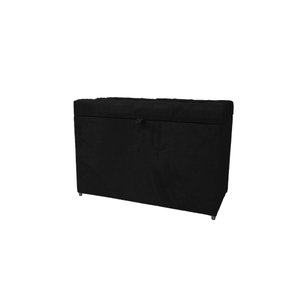 Puff Baú Estofado - Sala - Quarto - Decortivo Organizador Porta Objetos - Preto