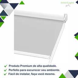 Persiana Cortina Rolo Tecido Blackout Liso Cinza 1,40m X 1,40m - Sala Quarto Escritório - Blecaute - 2