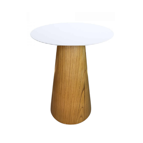 Mesa de Apoio Cone Base Laminada em Madeira Natural - Tampo Laqueado 70cm Altura 70cm - Branco