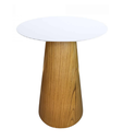 Ver imagem 1 de Mesa de Apoio Cone Base Laminada em Madeira Natural - Tampo Laqueado 70cm Altura 70cm - Branco