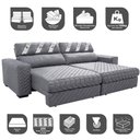 Ver imagem 3 de Sofá Retrátil e Reclinável 2,35m Molas Ensacadas Cama inBox Silver Style Thermo Gel Linho Cinza