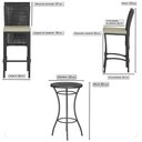 Ver imagem 2 de Mesa Bistrô e 2 Banquetas Roma Preta Corda Estofado 7 Trama Preto