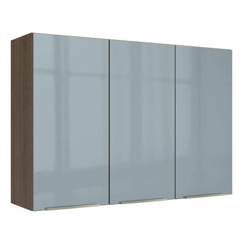 Armário Aéreo Madesa Lux 120 cm 3 Portas Rustic/Cinza
