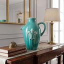 Ver imagem 2 de Jarra Decorativa Cerâmica Chinesa Verde Jade Flor de Lis Espiga Grande 47cm Columbus Gold