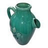 Elegância Exótica em Verde Jade: Jarra Cerâmica Chinesa com Flor de Lis e Espiga - 5