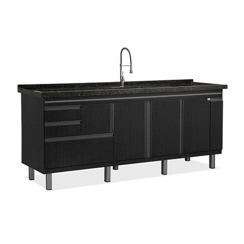 Gabinete de Cozinha MDF 1,94 m Elegância Suprema Rainha Dos Gabinetes:Nero