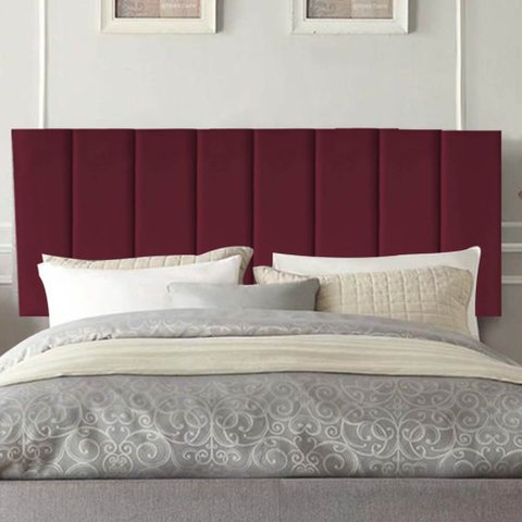 Painel Estofado Luxo Carla 140cm Casal para Cama Box Suede Bordô - Gat Magazine