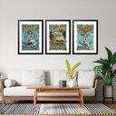 Ver imagem 1 de Kit 3 Quadros Grandes Ocean Vintage 60x48cm:moldura Branca