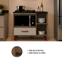 Ver imagem 4 de Balcão Cooktop 5 Bocas com Nicho Micro-Ondas Córdoba 1 Gaveta Pés PVC - Canela/Off