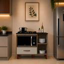 Ver imagem 1 de Balcão Cooktop 5 Bocas com Nicho Micro-Ondas Córdoba 1 Gaveta Pés PVC - Canela/Off