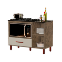 Ver imagem 2 de Balcão Cooktop 5 Bocas com Nicho Micro-Ondas Córdoba 1 Gaveta Pés PVC - Canela/Off