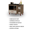 Ver imagem 5 de Balcão Cooktop 5 Bocas com Nicho Micro-Ondas Córdoba 1 Gaveta Pés PVC - Canela/Off