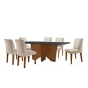 Ver imagem 2 de Sala de Jantar Mesa Evora 180 Mdf Vidro Canto Copo com 6 Cadeiras Grecia Rufato
