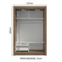 Ver imagem 5 de Guarda-roupa Solteiro 2 Portas de Correr com Espelho 2 Gavetas Rustic/cinza Vivare Madesa