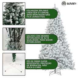 Árvore de Natal Alpina Neve Grande Nevada Luxo 1.80 Pinheiro 600 Galhos Branca Cheia - 2