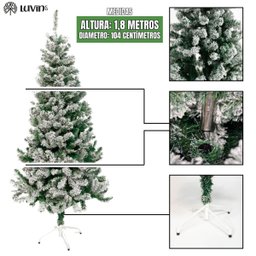 Árvore de Natal Alpina Neve Grande Nevada Luxo 1.80 Pinheiro 600 Galhos Branca Cheia - 3