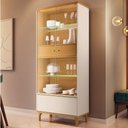 Ver imagem 3 de Cristaleira Portas de Vidro com Led 76cm Delux Off/cinamomo H01 - Mpozenato
