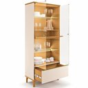 Ver imagem 2 de Cristaleira Portas de Vidro com Led 76cm Delux Off/cinamomo H01 - Mpozenato