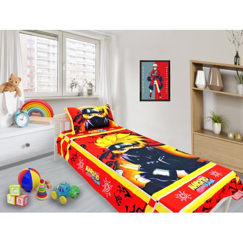Jogo De Lençol Decorativo E Fronha Solteiro , Naruto Mod 2 Kit 2 pçs
